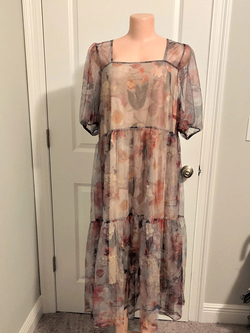 H&M Floral Open Back Maxi Dress XXL Like New